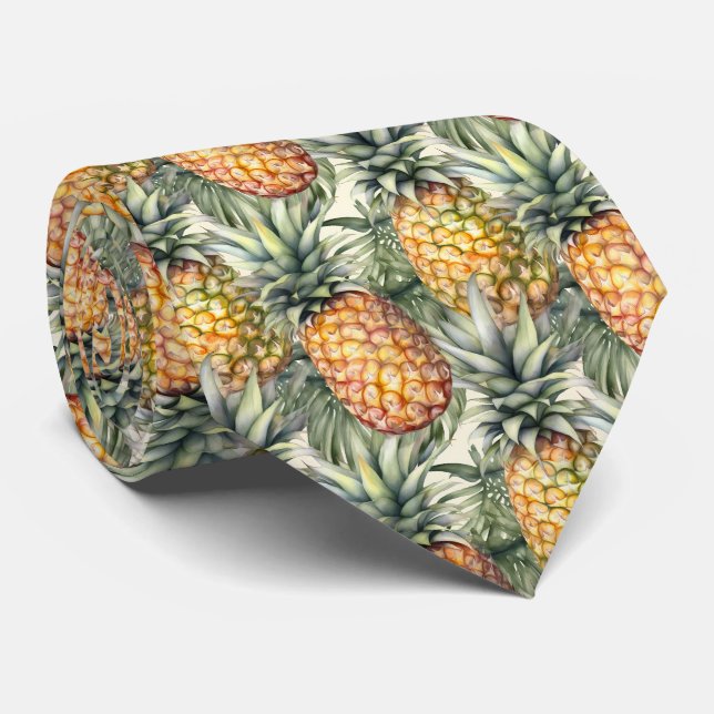 Cool tiled pineapple fruit pattern tie (Rolled)