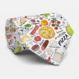 cool tiled pizza food pattern tie