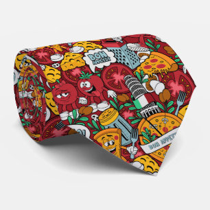 cool tiled pizza food pattern tie