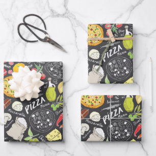 cool tiled pizza party  wrapping paper sheet