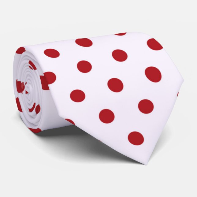 cool tiled red white polka dot tiled pattern tie (Rolled)