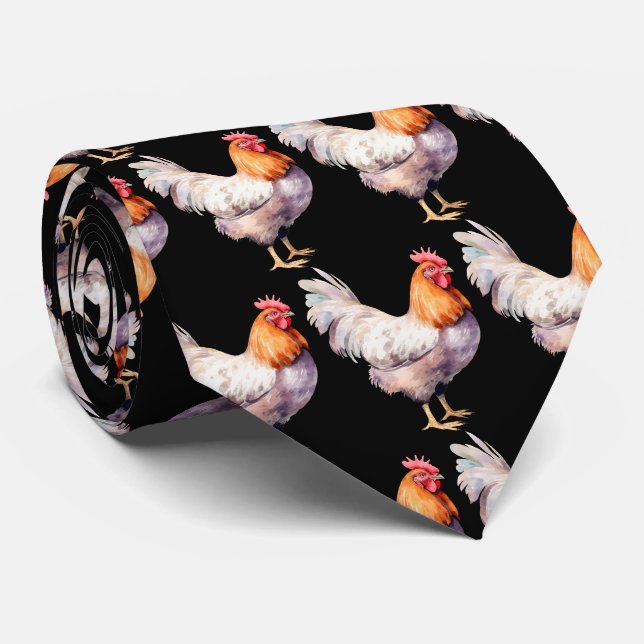Cool tiled rooster lovers tie (Rolled)