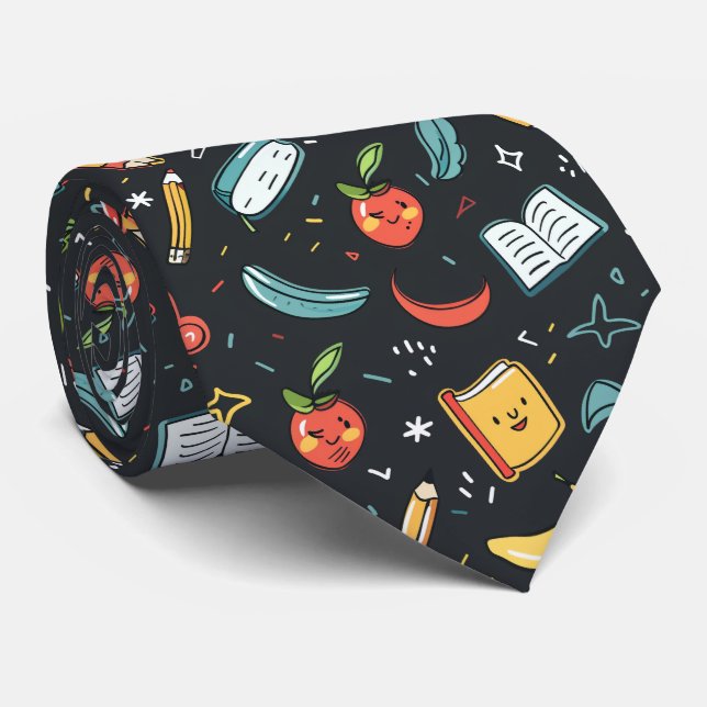Cool tiled School pattern Teacher  Tie (Rolled)