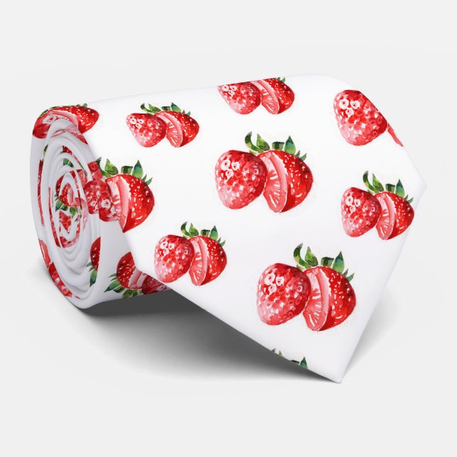cool tiled strawberry fruit pattern  tie (Rolled)