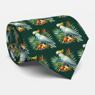 Cool tiled Tropical bird pattern Tie