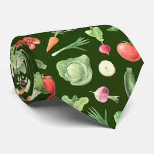 cool tiled vegetable pattern food neck tie