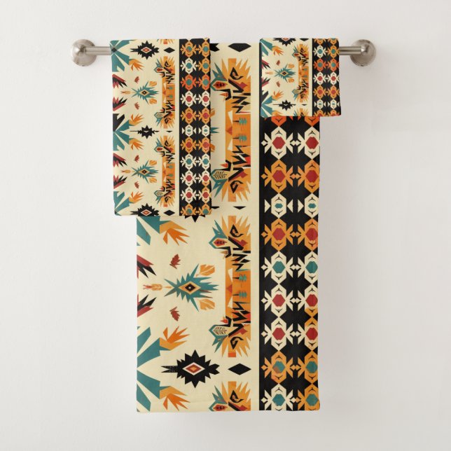 Cool tiled Western pattern Bath Towel Set (Insitu)
