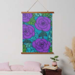 Cool Tones Jungle Floral Art  Hanging Tapestry