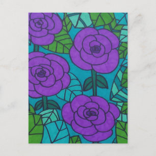 Cool Tones Jungle Floral Art Postcard