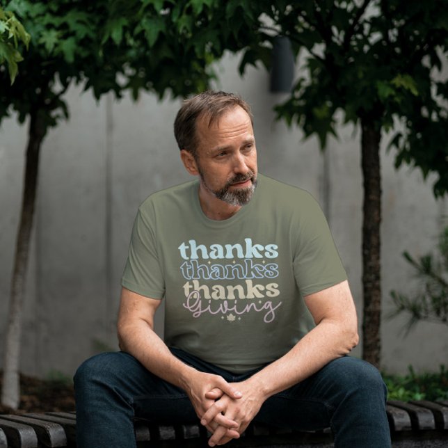 Cool Tones Thanksgiving Retro Typography T-Shirt (Creator Uploaded)