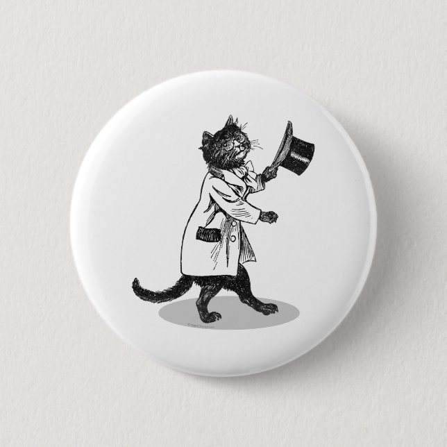 Cool Top Hat Cat 6 Cm Round Badge (Front)