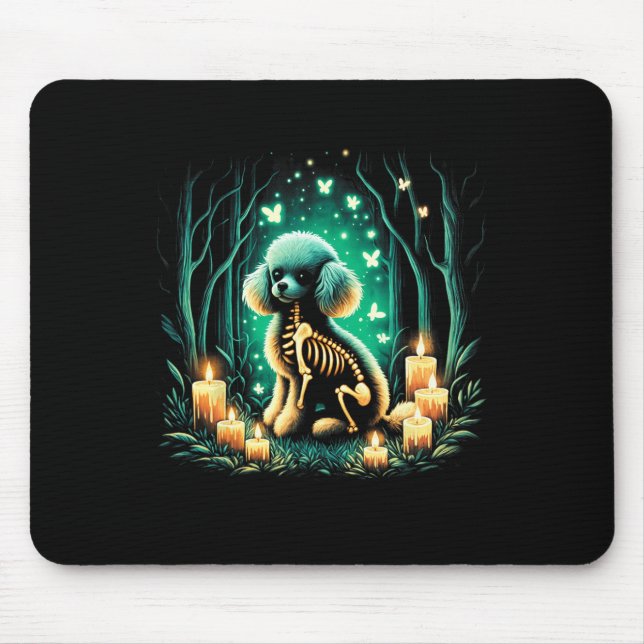 Cool Toy Poodle Dog Skeleton Halloween Dog Mum Dad Mouse Pad (Front)