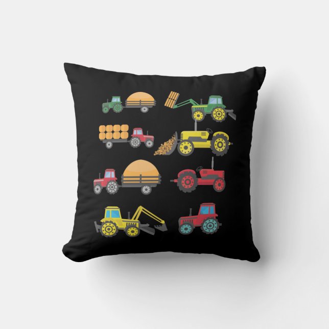 Cool Tractor Drawing Farm Lover Agriculture Kid Cushion (Front)