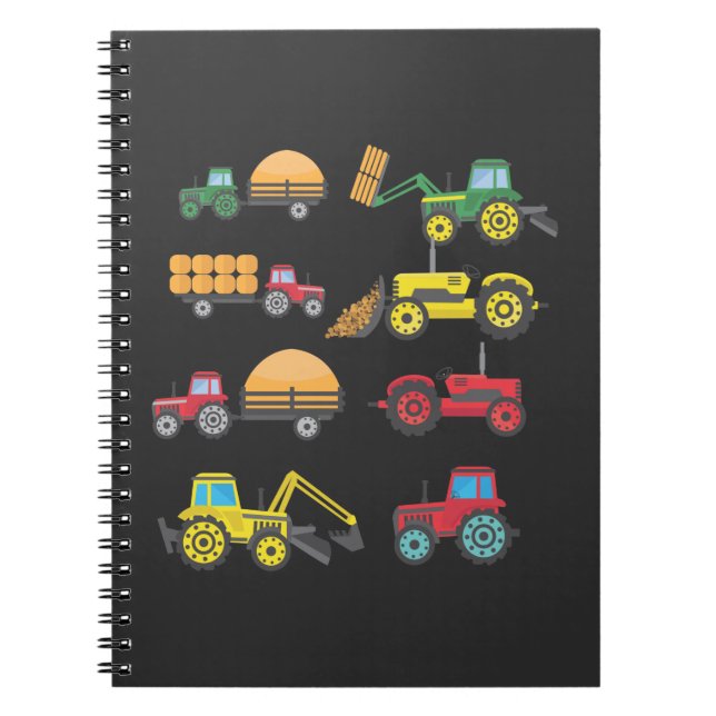 Cool Tractor Drawing Farm Lover Agriculture Kid Notebook (Front)