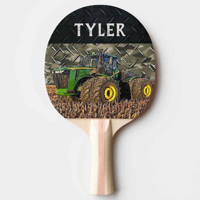 Cool Tractor Farm Equipment Name Camo Ping Pong Paddle (Front)