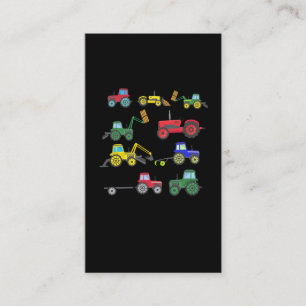 Cool Tractor Farmer Boy Excavator Vehicles Farming Business Card