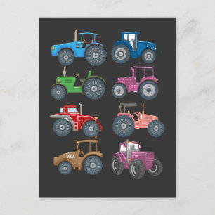 Cool Tractors Farmer Boy Farm Vehicles Farming Postcard