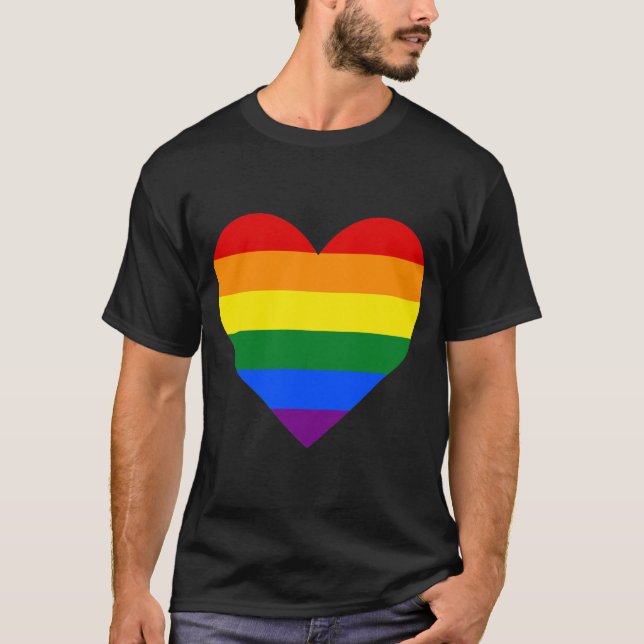 cool traditional rainbow colours heart T-Shirt  (Front)