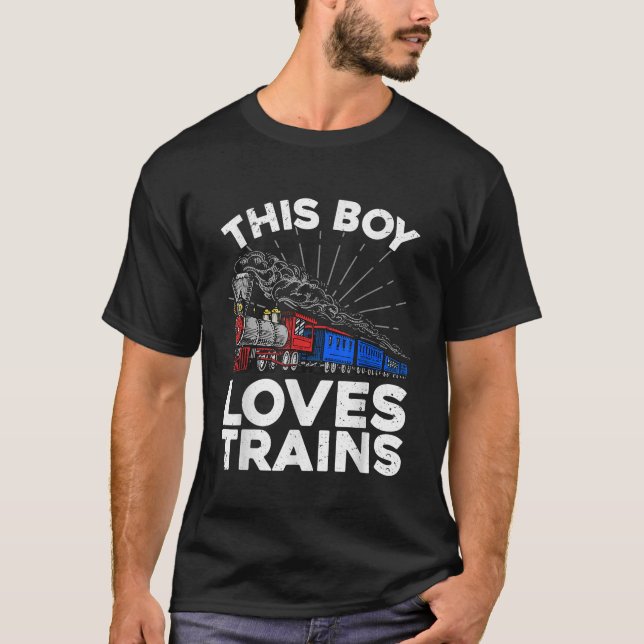 Cool Train Art For Boys Kids Toddlers Train Lovers T-Shirt (Front)