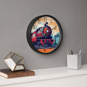 cool train running train lovers clock