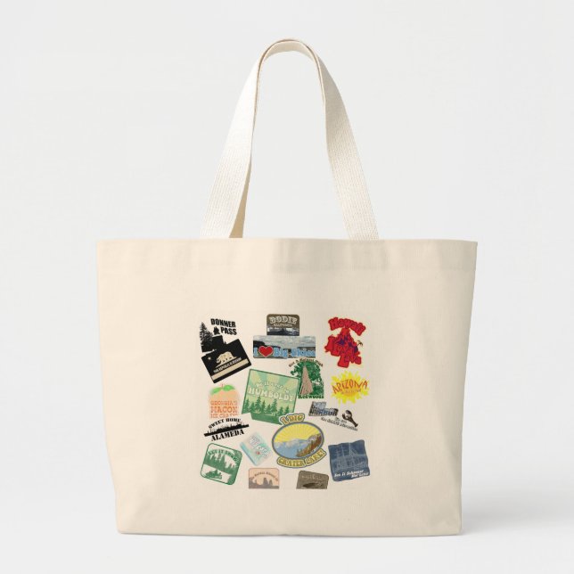 Cool Travel Collage Large Tote Bag (Front)
