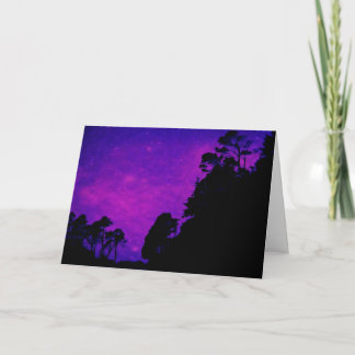 cool tree silhouettes on purple sky Birthday card