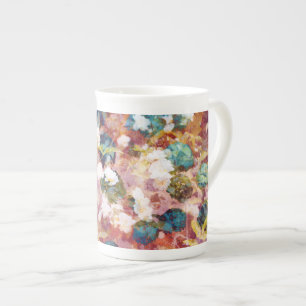 Cool, trendy art of romantic flower pattern bone china mug
