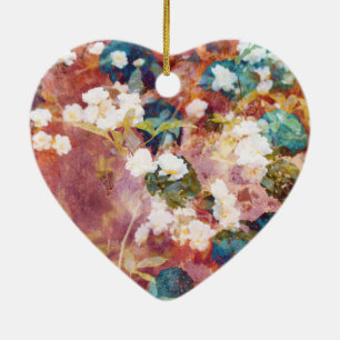 Cool, trendy art of romantic flower pattern ceramic ornament