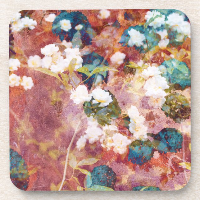 Cool, trendy art of romantic flower pattern coaster (Front)