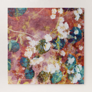 Cool, trendy art of romantic flower pattern jigsaw puzzle