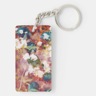 Cool, trendy art of romantic flower pattern key ring