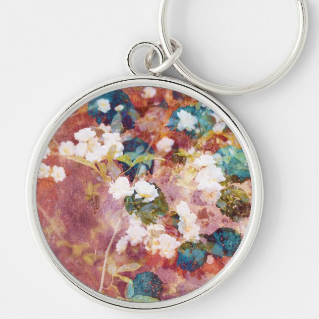 Cool, trendy art of romantic flower pattern key ring (Front)