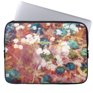 Cool, trendy art of romantic flower pattern laptop sleeve