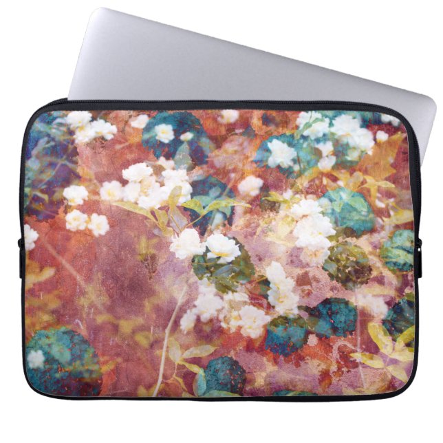 Cool, trendy art of romantic flower pattern laptop sleeve (Front)