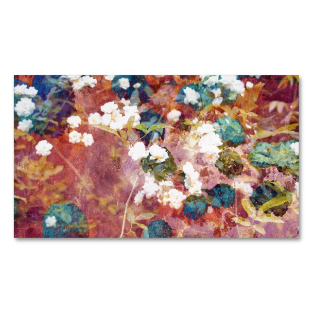 Cool, trendy art of romantic flower pattern 	Magnetic business card (Front)