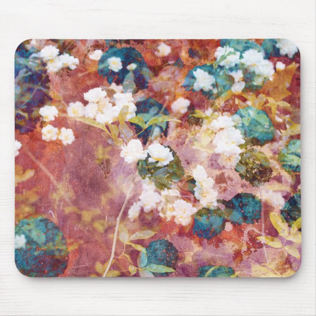 Cool, trendy art of romantic flower pattern mouse pad (Front)