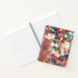 Cool, trendy art of romantic flower pattern notebook