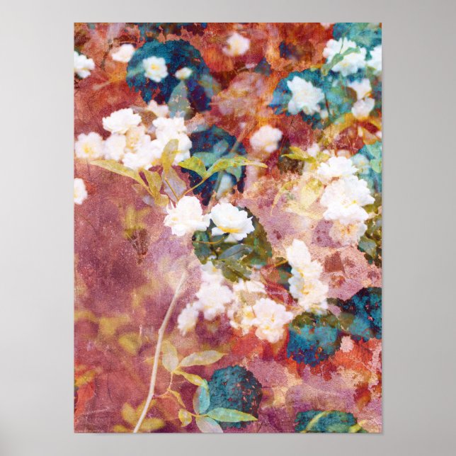Cool, trendy art of romantic flower pattern poster (Front)