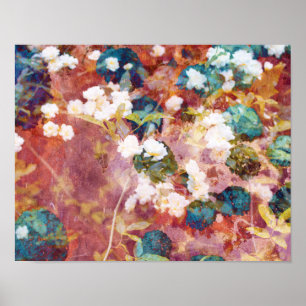 Cool, trendy art of romantic flower pattern poster