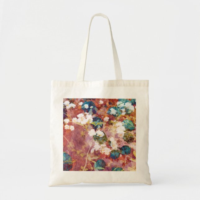 Cool, trendy art of romantic flower pattern tote bag (Front)