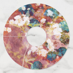 Cool, trendy art of romantic flower pattern wine glass tag