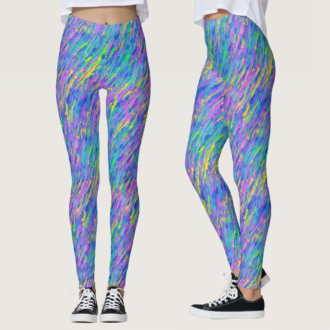 Cool Trendy Artsy Abstract Colourful Rainbow Paint Leggings (Creator Uploaded)