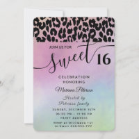Cool Trendy attractive leopard sweet 16 Invitation