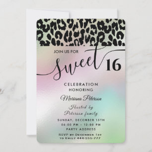 Cool Trendy attractive leopard sweet 16 Invitation