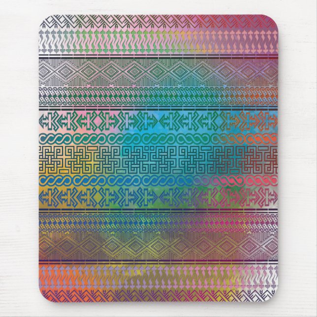Cool trendy Aztec geometric pattern colourful Mouse Pad (Front)