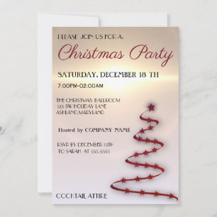 Cool, Trendy, Beautiful, Red Christmas Tree Invitation