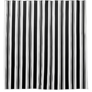 Cool Trendy Black And White Vertical Striped Shower Curtain