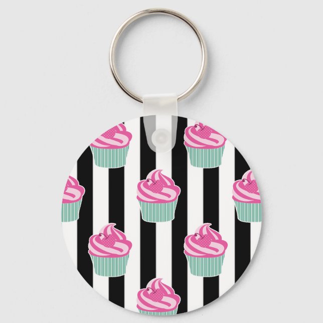 Cool Trendy Black and Wite Key Ring (Front)