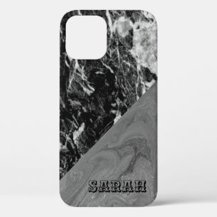 Cool Trendy Black Marble iPhone 12 Case