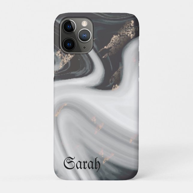Cool Trendy Black Marble Case-Mate iPhone Case (Back)